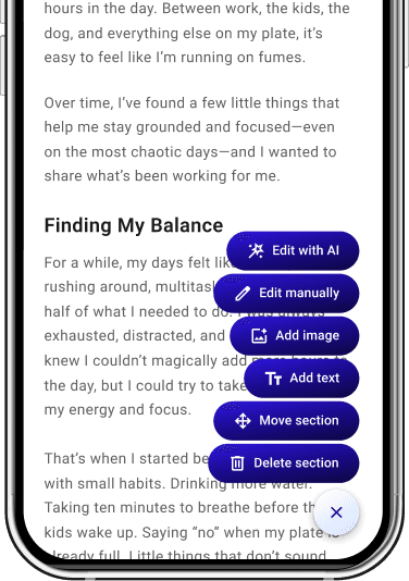 Refine content screen